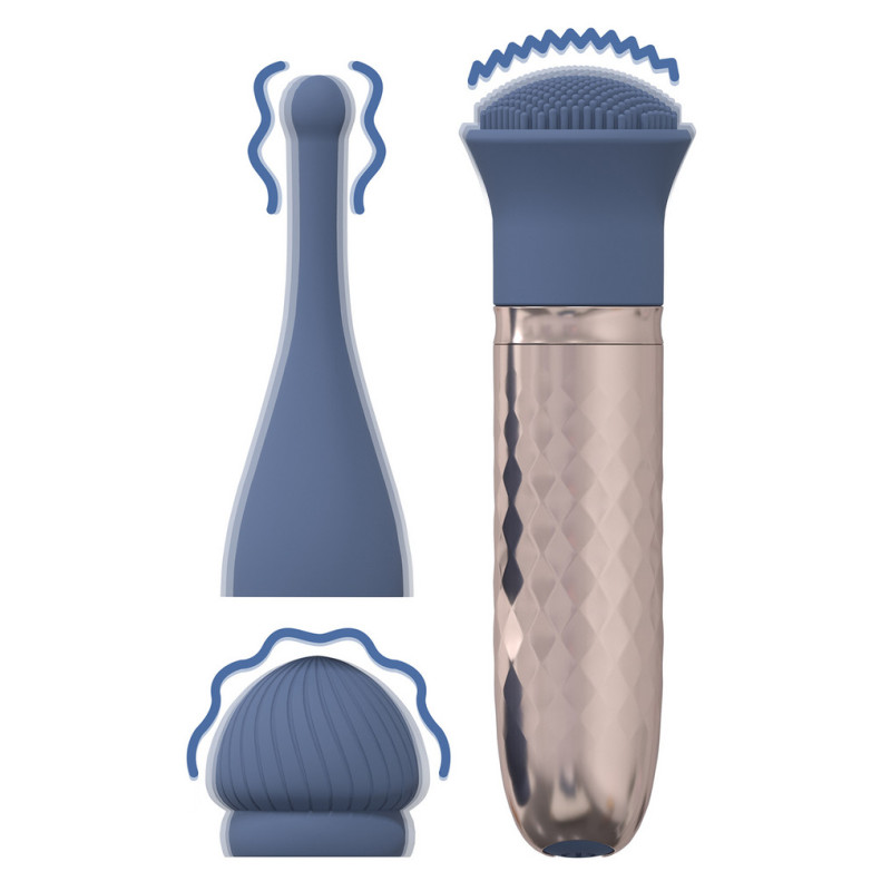 Loveline Le Thrill - Vibrateur Interchangeable 10 Vitesses - Bleu